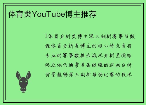 体育类YouTube博主推荐